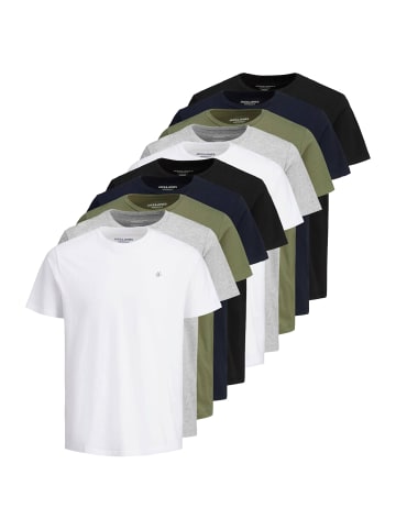 Jack & Jones T-Shirt 10er Pack in Weiß/Grau/Grün/Blau/Schwarz