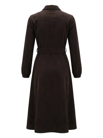 Zero  Cordkleid mit Bindegürtel in Black Coffee