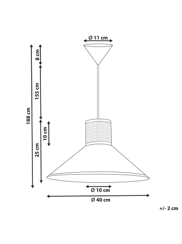 Beliani Pendelleuchten MANTUA in /Weiß/Schwarz - (W) 40 x (H) 188 x (L) 40 cm