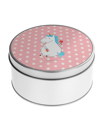 Mr. & Mrs. Panda Blechdose rund Einhorn Baby ohne Spruch in Rot Pastell