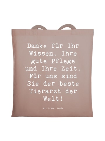 Mr. & Mrs. Panda Tote Bag Spruch Bester Tierarzt mit Spruch in Braun Pastell