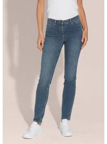 MADELEINE Schlanke Five-Pocket-Jeans, Raffung in bleached