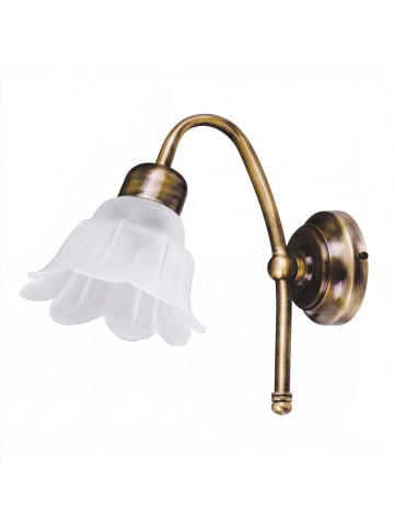 Licht-Erlebnisse Wandlampe (H)19 cm in Messing Antik Weiß