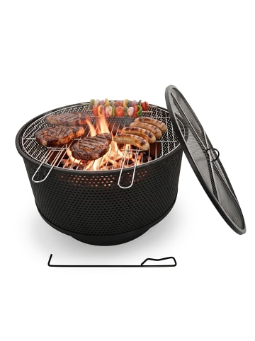 relaxdays Feuerschale in Schwarz - (H)38 x Ø 61 cm