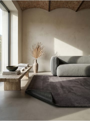 KADIMA DESIGN Kurzflorteppich Uni Antirutsch pflegeleicht Wohnzimmer Schlafzimmer in Anthrazit