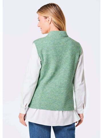 GOLDNER Pullunder Edler Rippstrick Pullunder, Stehkragen in hellgrün