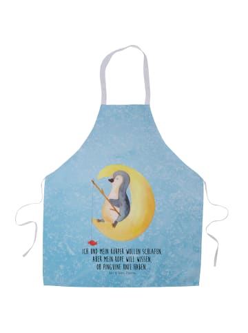 Mr. & Mrs. Panda Schürze Pinguin Mond mit Spruch in Eisblau