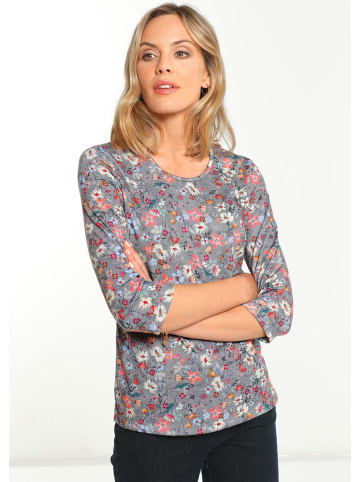 GOLDNER Raffiniertes Druckshirt mit 3/4-Arm in grau / bunt