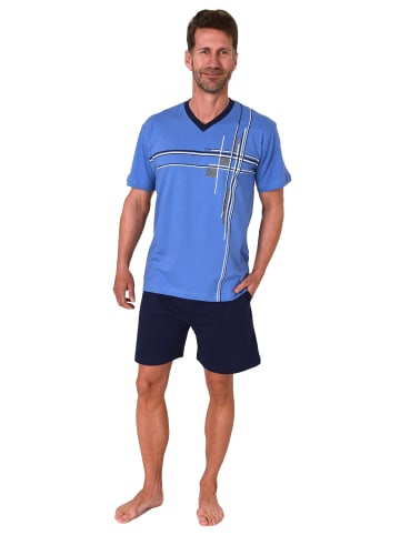 NORMANN Shorty Schlafanzug kurzarm Pyjama - 78163 in blau