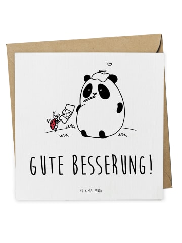 Mr. & Mrs. Panda Deluxe Karte Panda Gute Besserung mit Spruch in Weiß