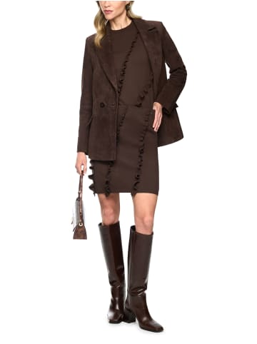 MARC CAIN COLLECTIONS Minirock aus Feinstrick mit Rüschen in Seal Brown