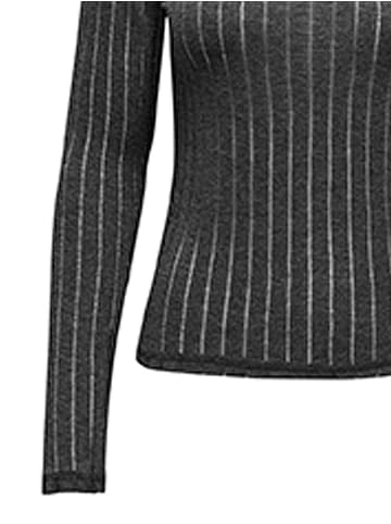 JACQUELINE de YONG Top Rundhals Slim Fit Bequemes Langarmshirt in Dunkelgrau