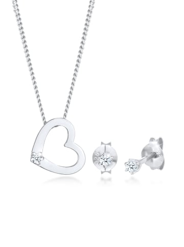 Elli DIAMONDS  Schmuckset 925 Sterling Silber Herz in Silber