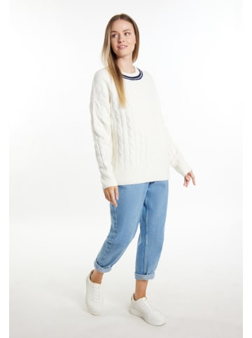 DreiMaster Maritim Damen Strickpullover in Wollweiss Marine