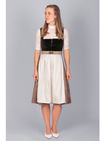 Edelnice Midi Dirndl Theresie Samt Braun in braun