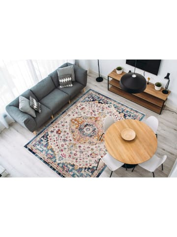 Kurzflor Teppich Antonia 1025 in Weiß Blau