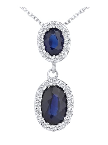 Diamant L'éternel Halskette mit Anhänger aus 375 Weißgold mit Diamant mit Saphir