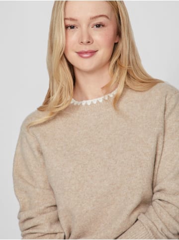 Vila Weicher Strickpullover mit Rundhalsausschnitt für Herbsttage in Braun