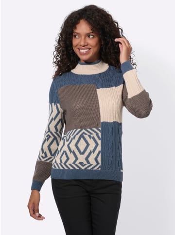 WITT WEIDEN Stehkragen-Pullover in elfenbein-rauchblau-gemustert
