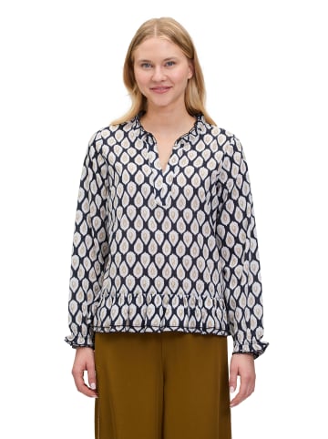 CARTOON Casual-Bluse mit Raffung in Blau/Beige