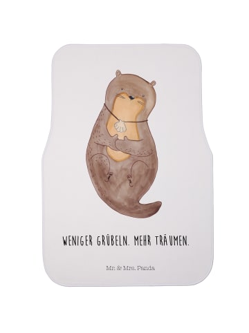 Mr. & Mrs. Panda Auto Fußmatte Otter Muschel mit Spruch in Weiß