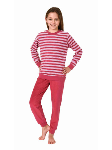 NORMANN langarm Frottee Schlafanzug Pyjama Bündchen Streifen - 77436 in pink