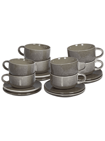 Beliani 8er-Set Tassen und Becher COSTMARY in Grau