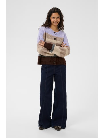 SAINT TROPEZ Strickjacke SeraphinaSZ Gerade Passform in Chocolate Lilac Multi Stripe