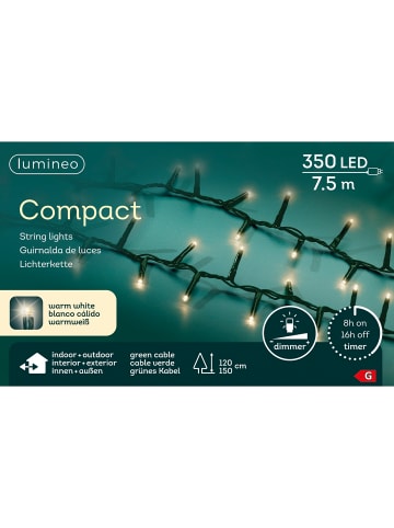 LUMINEO Lichterkette COMPACT 350 LED 7,5 m, grünes Kabel, in warm weiß