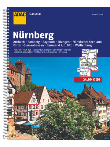 ADAC ADAC StadtAtlas Nürnberg 1:20 000 mit Ansbach, Bamberg, Bayreuth, Erlangen