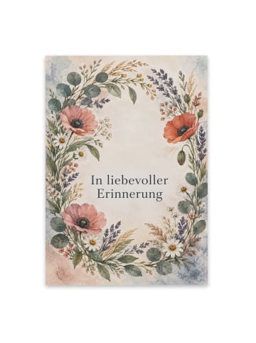 Trauerspruchkarte Blumen tröstlich Design mit S... in Weiß