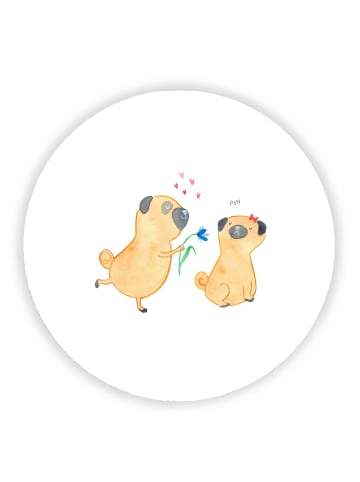 Mr. & Mrs. Panda Rund Magnet Mops Verliebt ohne Spruch in Weiß