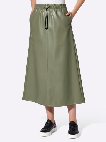 Heine Lederimitat-Rock in khaki