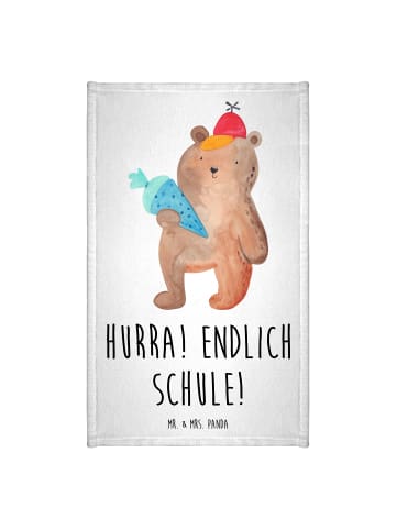 Mr. & Mrs. Panda Handtuch Bär Schultüte mit Spruch in Weiß