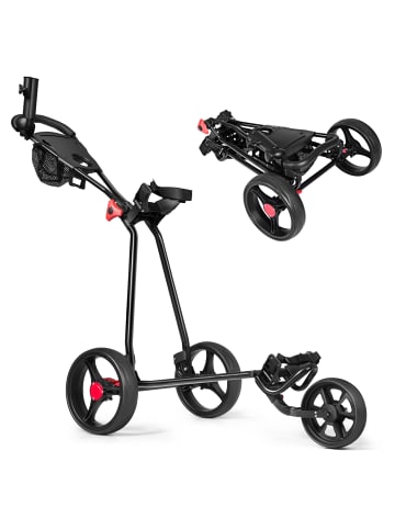 COSTWAY Golftrolley 3 Rad Klappbar in Schwarz