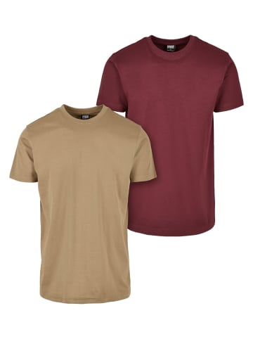 Urban Classics Urban Classics T-Shirts in khaki+redwine