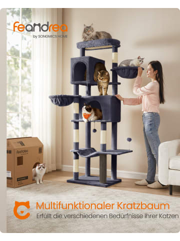 Feandrea Katzenbaum Clawfy in Dunkelgrau - (B)48 x (H)190 x (T)59 cm