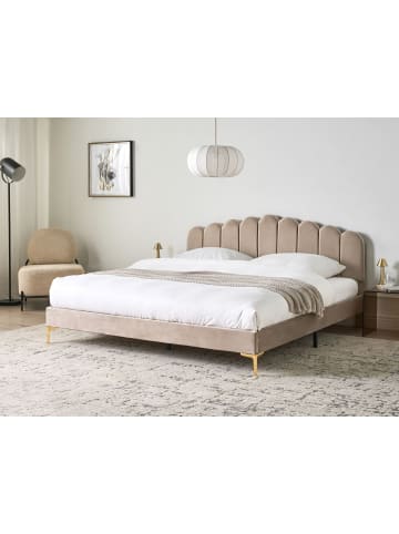 Beliani 2-tlg Doppelbett SAUVIAN in Beige/Gold