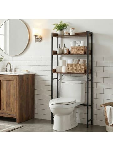 VASAGLE Toilettenregal Barnet in Vintage-Braun, Schwarz - (B)25 x (H)165 x (T)63 cm