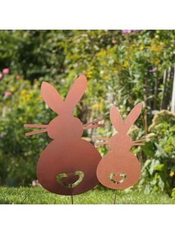 UNUS 2er Set Gartenstecker Rost Hasen in Braun