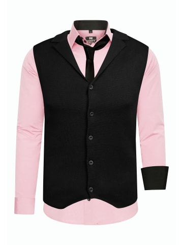 Rusty Neal Hemd mit Weste und Krawatte 3er Set in Rosa