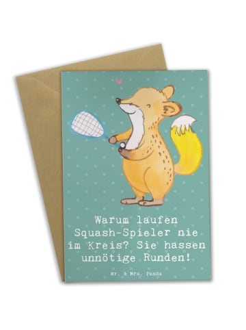 Mr. & Mrs. Panda Glückwunschkarte Squash Weisheit mit Spruch in Meeresbrise