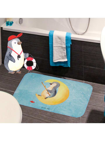 Mr. & Mrs. Panda Badteppich Pinguin Mond ohne Spruch in Eisblau
