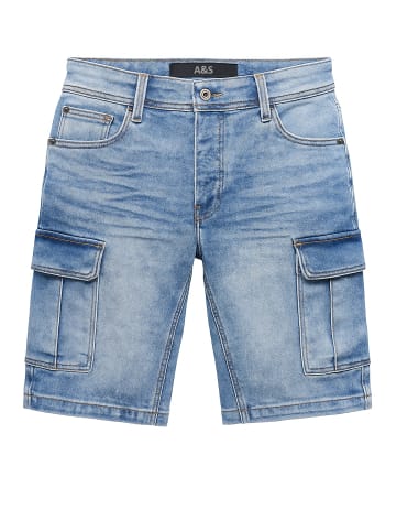 EGOMAXX Stretch Denim Cargo Bermuda mit Knopfleiste in Hellblau