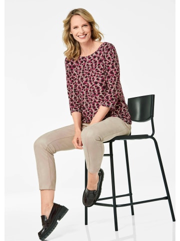 GOLDNER Blusenshirt Jerseyshirt mit Rundhalsausschnitt in beere / gemustert