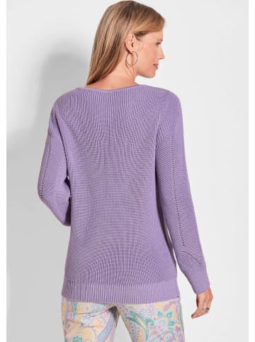 GOLDNER Kurzgröße:  Rippenstrick mit U-Boot-Ausschnitt in flieder