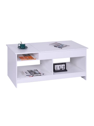 relaxdays Couchtisch in Weiß - (B)110 x (H)50 x (T)50 cm