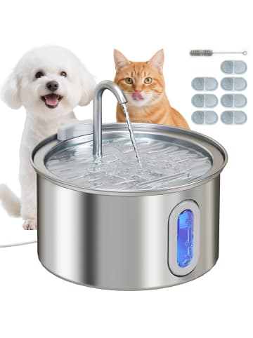 Pawhut Trinkbrunnen für Katze 2,5L Silber