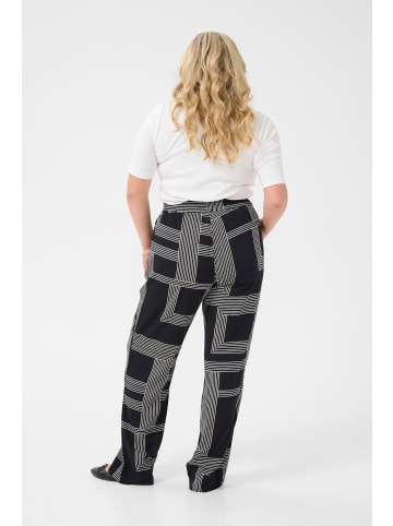 KAFFE curve Casual Hose KCdonna Regular fit in Black/Beige Graphic Lines