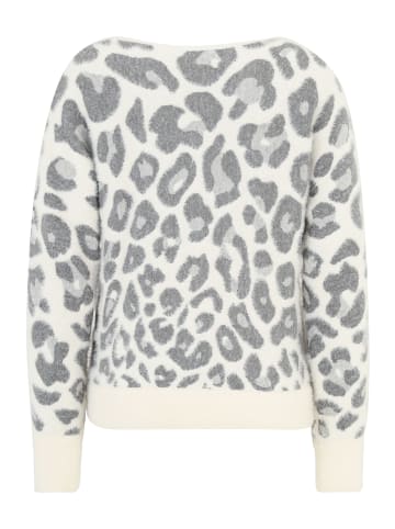 BETTY & CO Strickpullover mit U-Boot-Ausschnitt in Weiß/Grau
